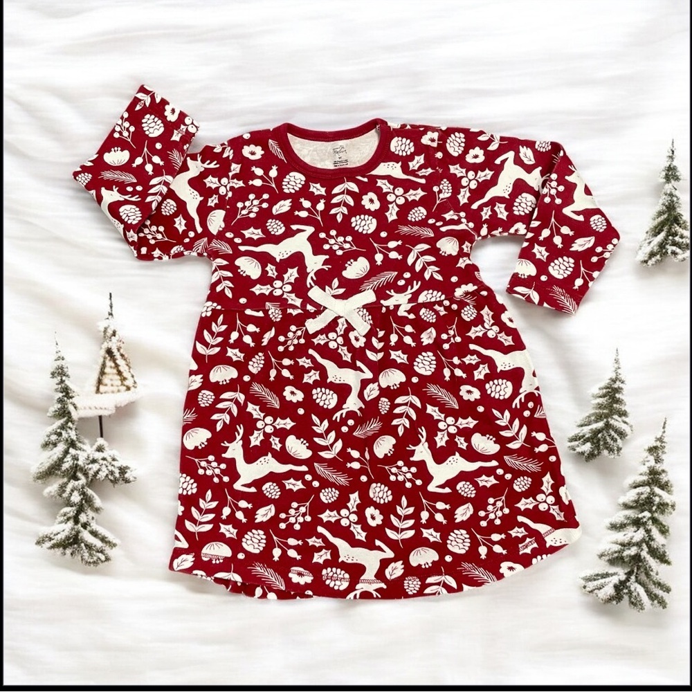 Touched by Nature  Red and White Toddler Girl Dress